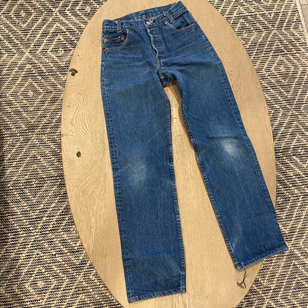 Student fit LEVI’s 701 vintage button fly jeans W 27 L 32